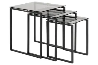 Produktfoto för ACT NORDIC Katrine Sidobord - R&ouml;kt / Svart Glas / Metall, Fyrkantiga (Set om 3 cm)