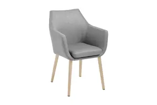 Produktfoto för ACT NORDIC Nora f&aring;t&ouml;lj, med armst&ouml;d - ljusgr&aring; polyester och vitpigmenterad ek