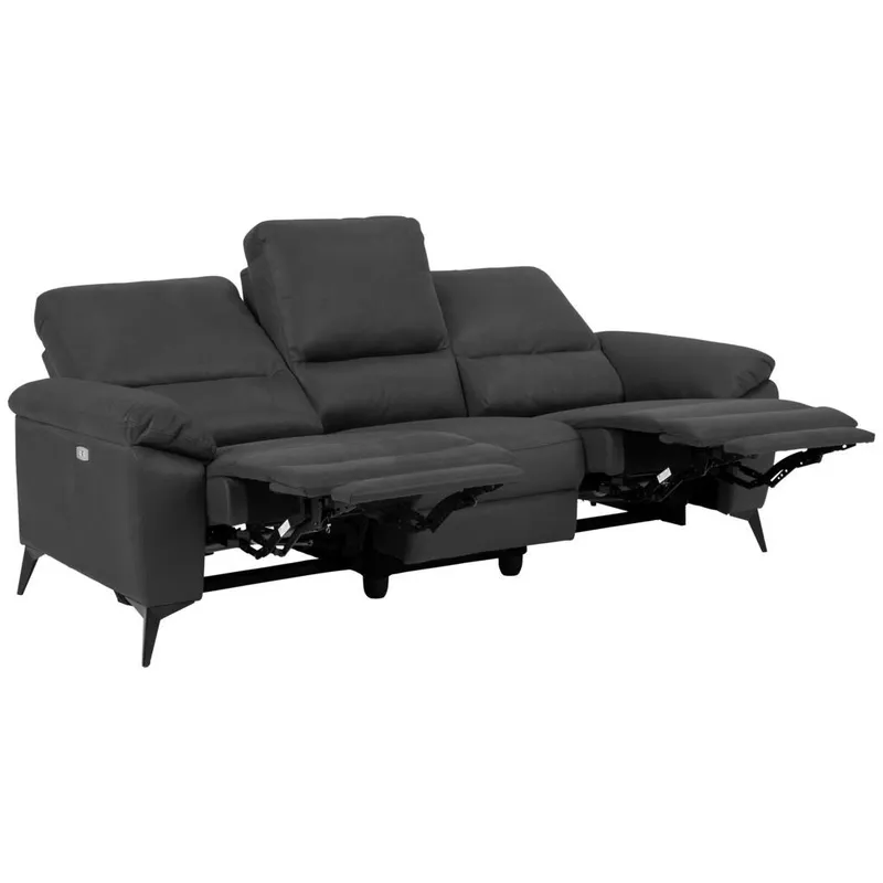 Bild 3 för ACT NORDIC Rana 3-sits Soffa, med 2 Elektriska F&aring;t&ouml;ljer och USB-C - Gr&aring; Polyester och Svart Metall