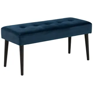 Produktfoto för ACT NORDIC Rektangul&auml;r Glory-b&auml;nk med specials&ouml;mmar - marinbl&aring;tt tyg och svart st&aring;l (95x38)