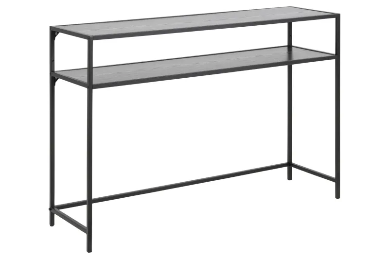 Bild 2 för ACT NORDIC Seaford konsolbord, med 1 hylla - svart melaminl&aring;da och metall (120x35)