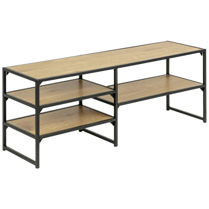 Bild 5 för ACT NORDIC Seaford TV-bord - natur / svart papper vild / metall, med 3 hyllplan
