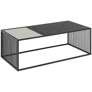 Produktfoto för ACT NORDIC Strington soffbord, rektangul&auml;rt - svart marmor melamin/r&ouml;kf&auml;rgat glas och svart metall (120x60