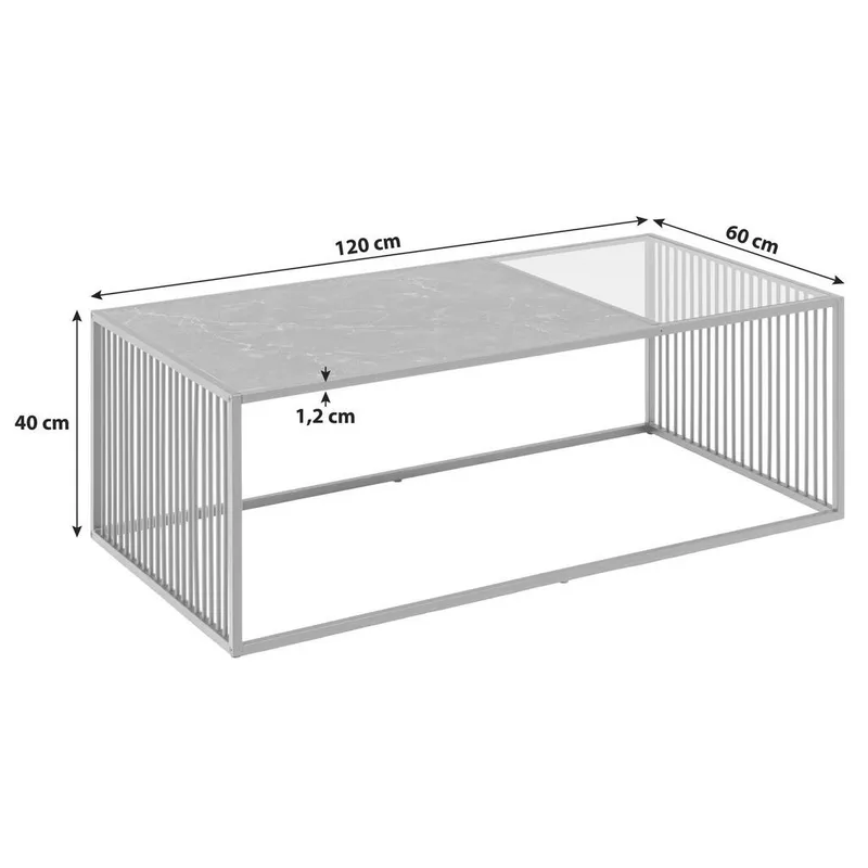 Bild 4 för ACT NORDIC Strington soffbord, rektangul&auml;rt - svart marmor melamin/r&ouml;kf&auml;rgat glas och svart metall (120x60