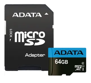 Produktfoto för ADATA 64GB MicroSDXC minneskort med SD-adapter, UHS-I, Klass 10, A1, B