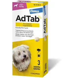Produktfoto för AdTab 112 mg Tuggtabletter för Hund > 2,5–5,5 kg