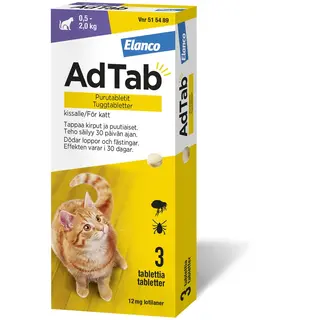 Produktfoto för AdTab 12 mg Tuggtabletter för Katt (0,5–2 kg)
