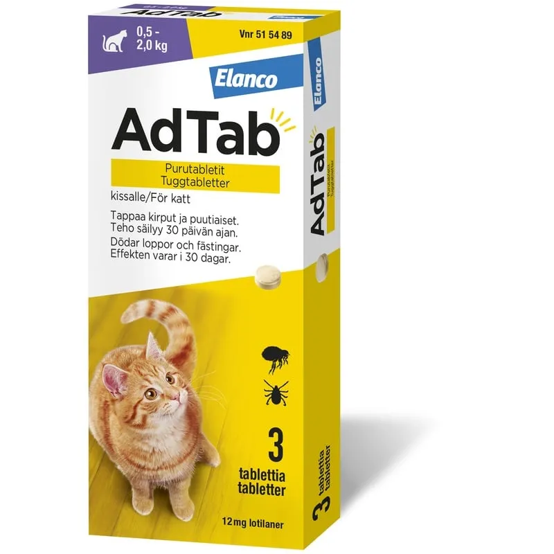 Bild 1 för AdTab 12 mg Tuggtabletter för Katt (0,5–2 kg)