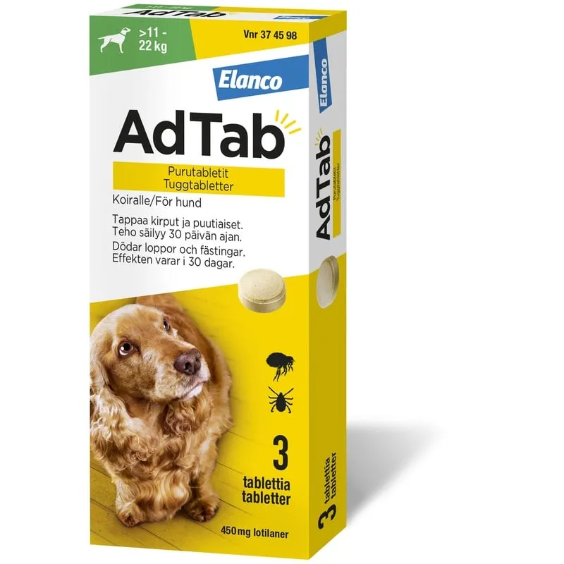 Bild 1 för AdTab 450 mg Tuggtabletter för Hund > 11–22 kg