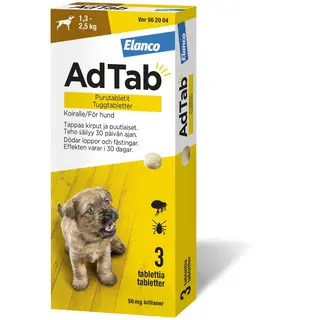 Produktfoto för AdTab 56 mg tuggtabletter för hund 1,3–2,5 kg