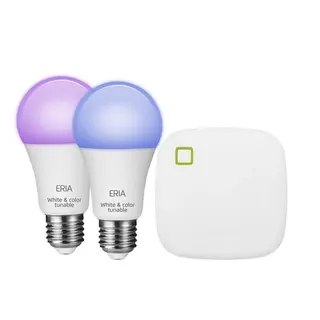 Produktfoto för Adurosmart LED-glödlampa Startpakke 2 E27 RGB + Bridge 16mill. farver 2200-6500k ZigBee E27