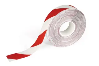 Produktfoto för Advarselstape Duraline Strong 50mm x 30m 0,7mm rød/hvid - (30 meter pr. rulle)