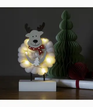 Produktfoto för Älg trä&bomull 6 LED (Vit)