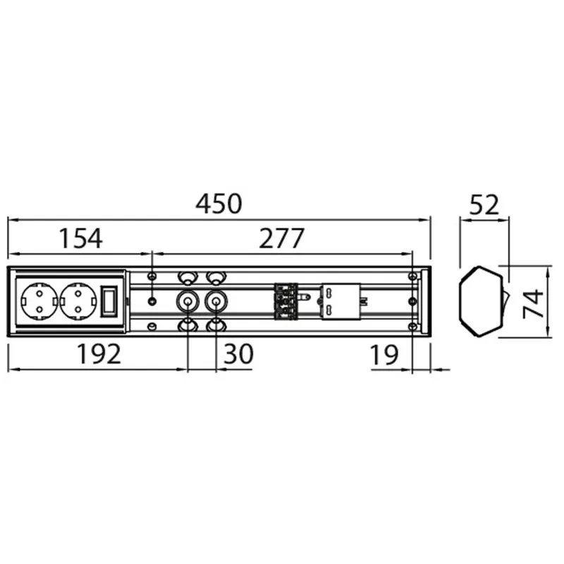 Bild 2 för Airam LED Handy 450mm 2 x uttag IP21