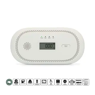 Produktfoto för Alecto Kolmonoxidlarm med 10 års drifttid för sensor och display