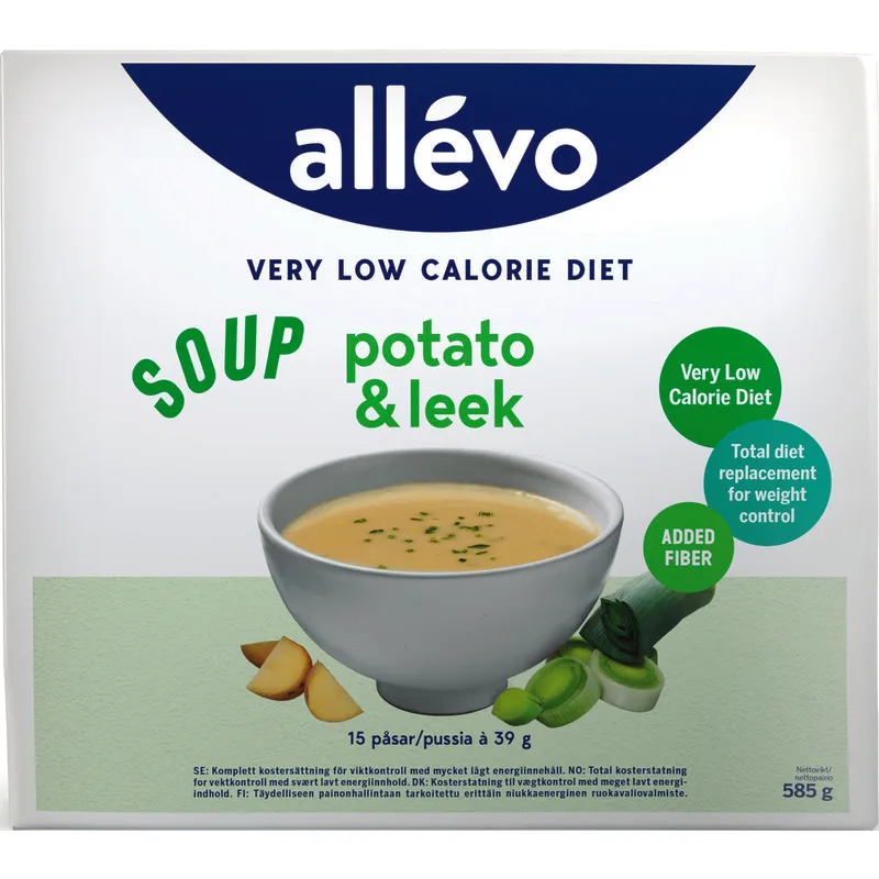 Bild 1 för Allévo Soup Potato/Leek VLCD 15 påsar x 39 g