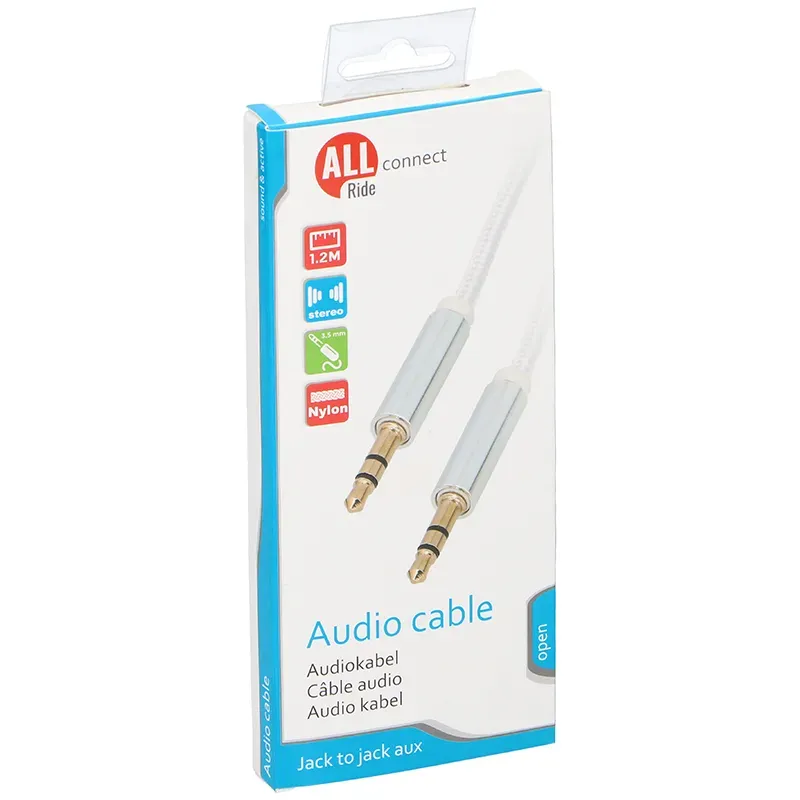 Alternativ bild 0 för Allride Connect 2,0 minijack 3,5mm lydkabel, 1,2m, nylo