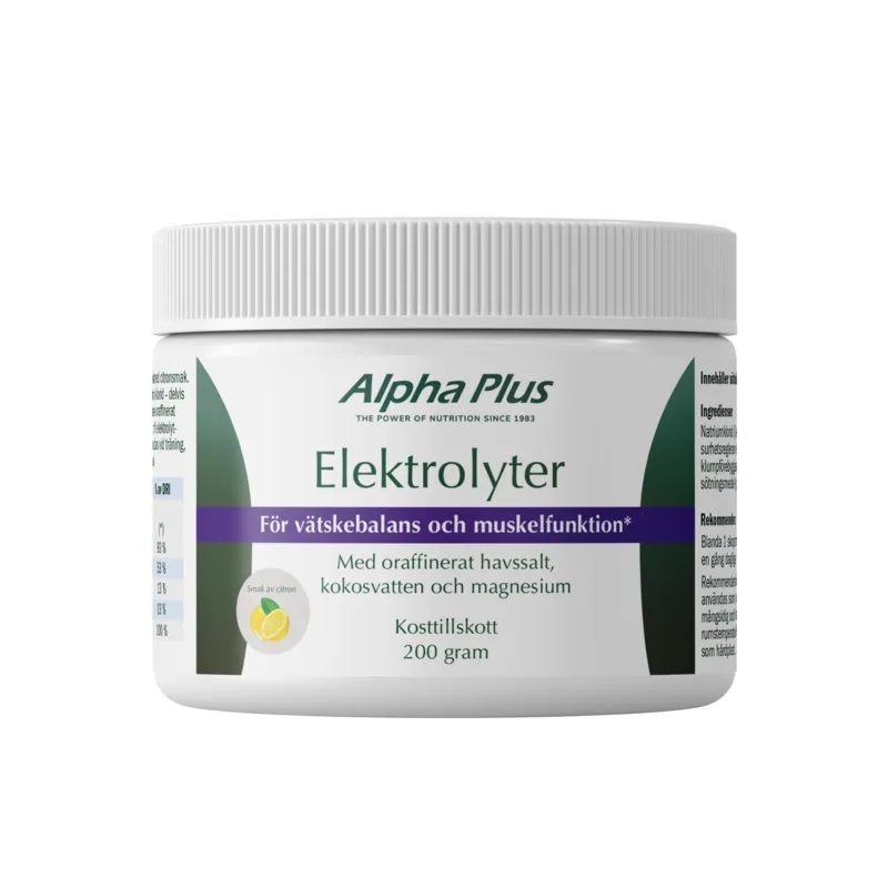 Bild 1 för Alpha Plus Elektrolyter Citronsmak Pulver 200 g