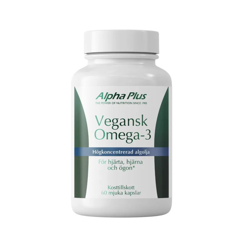 Bild 1 för Alpha Plus Vegansk Omega 3 (Algolja) 60 mjuka kapslar