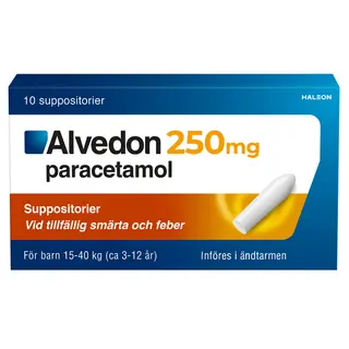 Produktfoto för Alvedon Suppositorium 250 mg 10 st (15-40 kg)