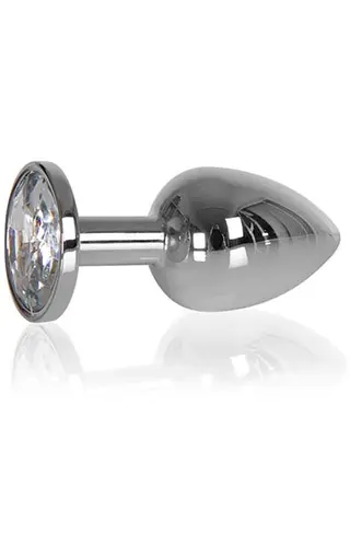 Produktfoto för Analplugg med tyngd 145 g - Silver med Klar Sten