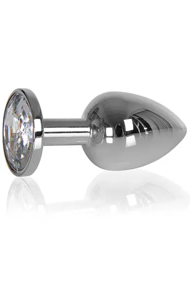 Bild 1 för Analplugg med tyngd 145 g - Silver med Klar Sten