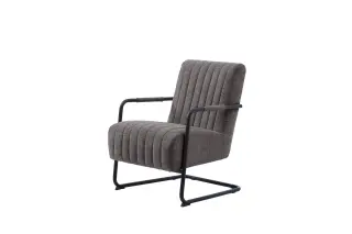 Produktfoto för &Ouml;ring f&aring;t&ouml;lj, m. armst&ouml;d - m&ouml;rkgr&aring;tt tyg och svart metall