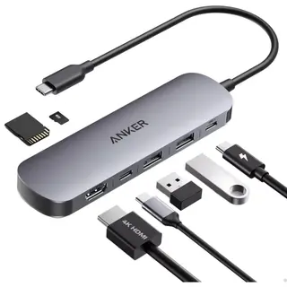 Produktfoto för Anker 7-i-1 USB-C Hub 2x USB-A / 2x USB-C / 1x HDMI / 1x SD / 1x microSD