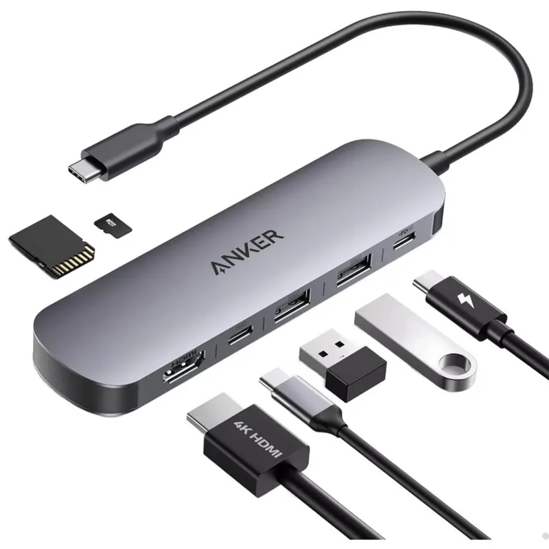 Alternativ bild 0 för Anker 7-i-1 USB-C Hub 2x USB-A / 2x USB-C / 1x HDMI / 1x SD / 1x microSD