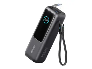 Produktfoto för Anker Power Bank 25K 165W Built-in USB-C Cable PowerBank - Svart - 25000 mAh