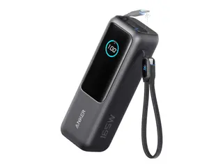 Produktfoto för Anker Power Bank 25K 165W Built-in USB-C Cable PowerBank - Svart - 25000 mAh