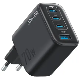 Produktfoto för Anker Zolo väggladdare 70W, 3x USB-C, 1x USB-A – Svart