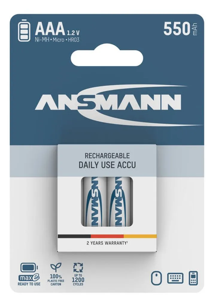 Alternativ bild 0 för ANSMANN batteri - AAA - NiMH x 4