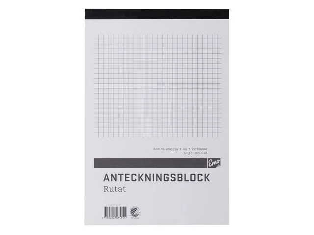 Alternativ bild 0 för Anteckningsblock A5 100 blad rutat perf