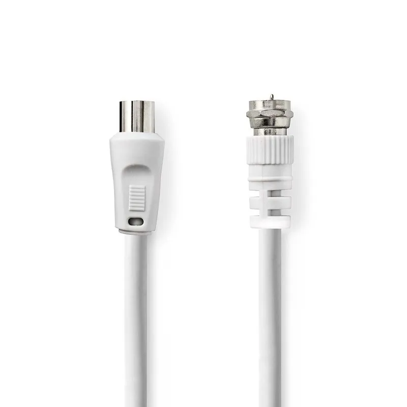 Alternativ bild 0 för Antennkabel, F Hane till IEC (Koax) Hane, Nikelplaterad, 5m