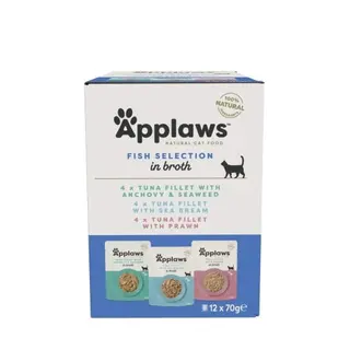 Produktfoto för Applaws Cat Multipack Fisk i buljong 12*70g