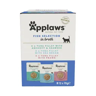 Produktfoto för Applaws Cat Multipack Fisk i buljong 12*70g