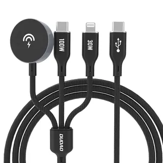 Produktfoto för Apple Watch Dudao A12Max+ PD 100W 3in1 ikroviklio laidas: USB-C Lightning 1,2m – juodas