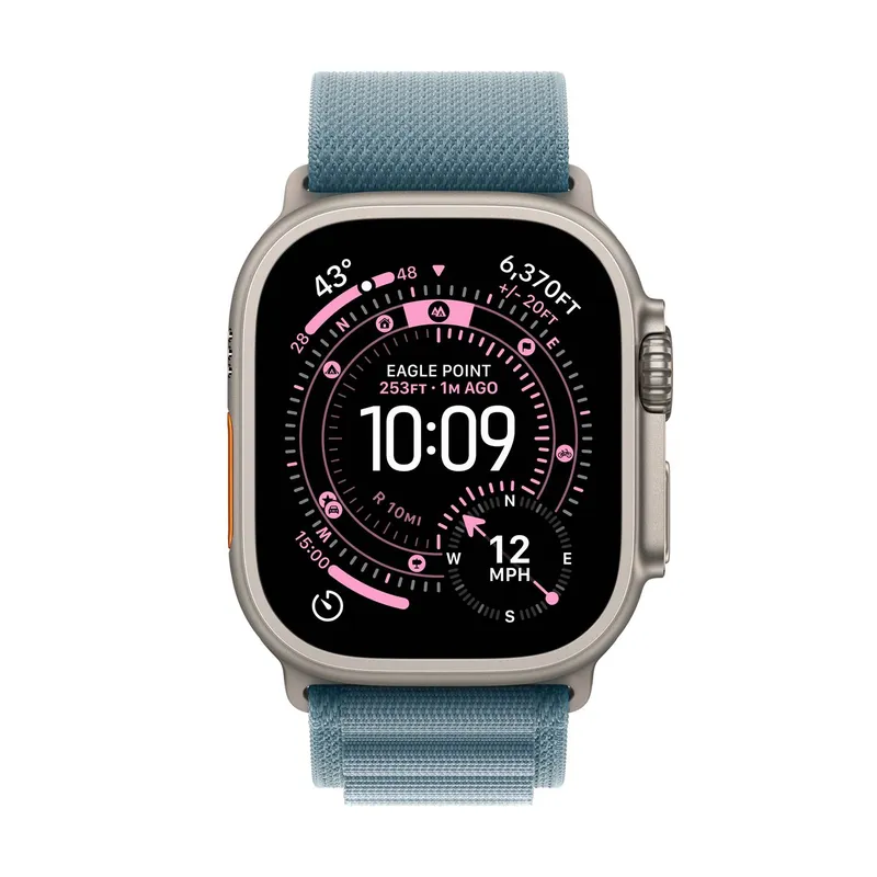 Bild 2 för Apple Watch Ultra 3 GPS+Cell 49mm Natural Titanium Light Blue Alpine Loop - Medium