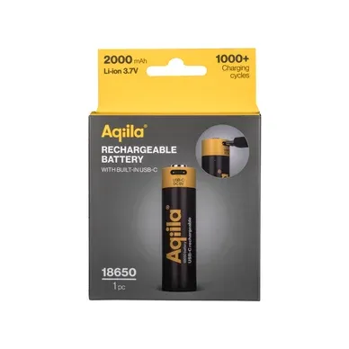 Alternativ bild 0 för Aqiila 18650 LI-ION UPPLADDNINGSBART BATTERI 2000 mAh MED USB-C