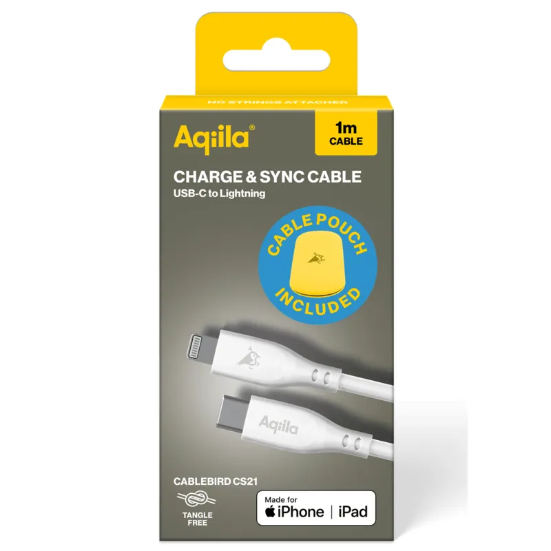 Bild 1 för Aqiila Cablebird CS21 USB-C - Lightning 30W silikon 1m vit