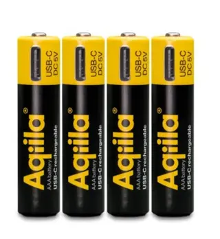Produktfoto för Aqiila Li-ion 600mah Laddningsbart AAA-batteri med USB-C - 4-pack
