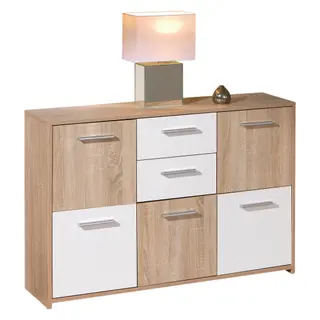 Produktfoto för Aragon Skänk 115 cm - Vit/Ljus Ek