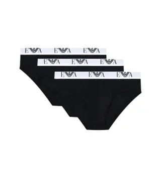 Produktfoto för Armani Stretch Jersey Briefs With Logo Kalsonger 3P Svart bomull X-Large Herr
