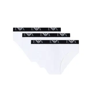 Produktfoto för Armani Stretch Jersey Briefs With Logo Kalsonger 3P Vit bomull Large Herr