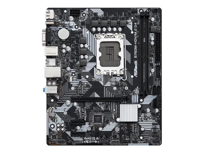 Alternativ bild 0 för ASRock B760M-HDV/M.2 D4 Moderkort - Intel B760 - Intel LGA1700 socket - DDR4 RAM - Micro-ATX