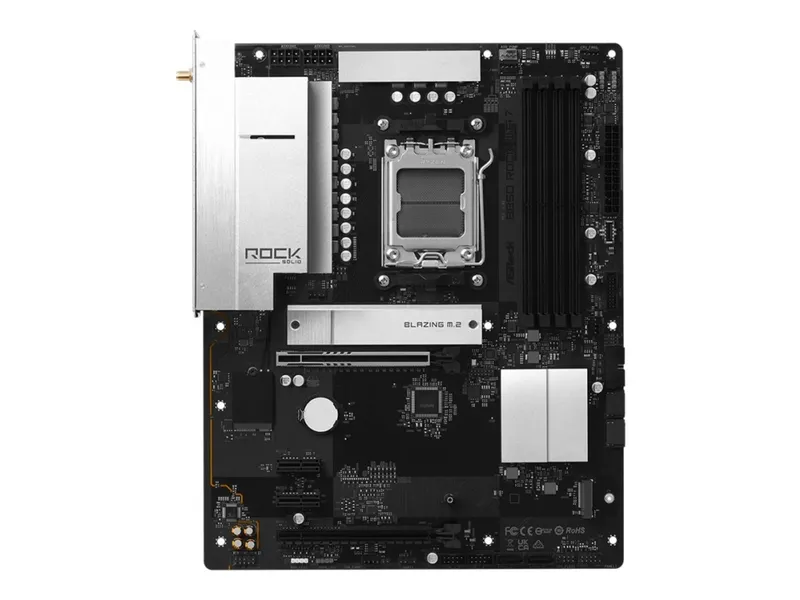 Alternativ bild 0 för ASRock B850 Rock WiFi 7 - Moderkort - ATX - Socket AM5 - AMD B850 Chipuppsättning - USB-C 3.2 Gen 1, USB 3.2 Gen 1, USB 3.2 Gen 2, USB-C 3.2 Gen2 - 2.5 Gigabit LAN, Bluetooth - inbyggda grafiken (CPU krävs) - HD-ljud (8 kanaler)