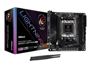 Produktfoto för ASRock Phantom Gaming B650I Lightning WiFi - Moderkort - mini ITX - Socket AM5 - AMD B650 Chipuppsättning - USB 3.2 Gen 1, USB 3.2 Gen 2, USB-C 3.2 Gen2, USB-C 3.2 Gen 1 - 2.5 Gigabit LAN, Bluetooth, Wi-Fi - inbyggda grafiken (CPU krävs) - HD-ljud (8 kanaler)