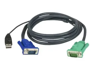 Produktfoto för ATEN 2L-5202U - Tangentbords-/video-/muskabel - USB, HD-15 (VGA) (hane) till USB, HD-15 (VGA) (hane) - 1.8 m - för KVM on the NET CS1708, CS1716  Master View max CS-1716  MasterView USB KVM Switch CS-1708