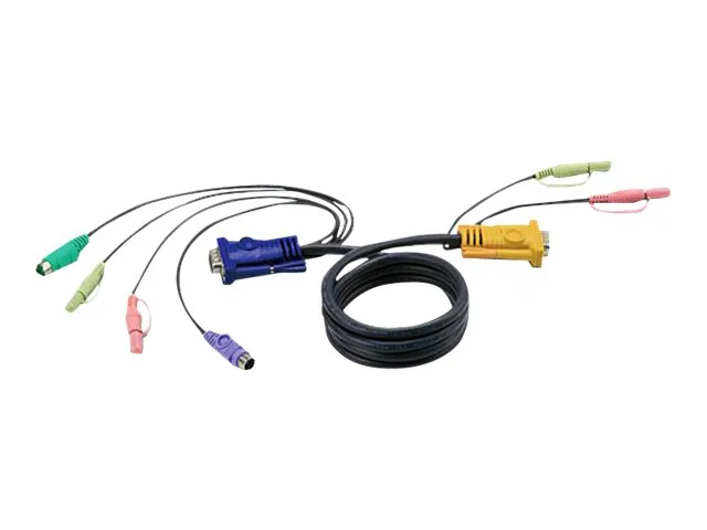 Alternativ bild 0 för ATEN 2L-5305P - Kabel för tangentbord/mus/video/ljud - 15 pin D-Sub (DB-15), minijack (hane) till PS/2, HD-15 (VGA), minijack (hane) - 5 m - för ATEN CS1732, CS1734  Master View max CS-1754, CS-1758  MasterView CS-1732, CS-1734
